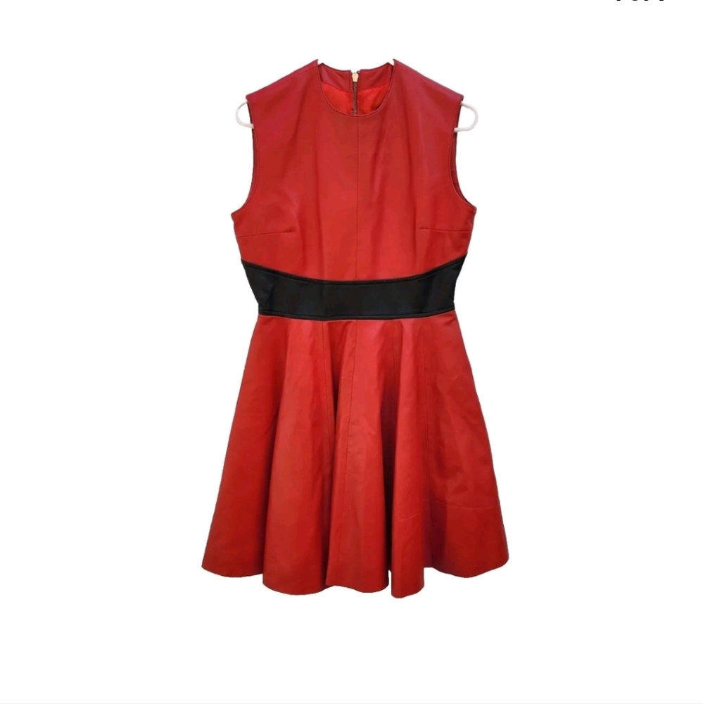 Red leather Skater dress- rockabilly, punk, goth